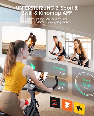 Велотренажер Heimtrainer з APP-трекінгом, магнітний опір, фітнес для дому, комфортне сидіння, безшумний ремінний привід, до 150 кг
