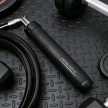 Скакалка з утяжеленням Hererope, 11 мм сталевий трос, металеві ручки, регульована довжина, для тренувань та фітнесу, чорний