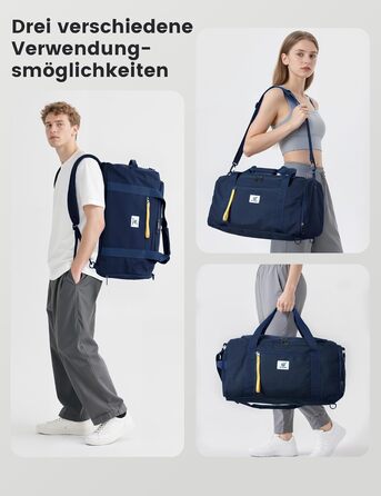 Спортивна сумка SKYSPER 40л з рюкзаком, для залу, подорожей, басейну (Marineblau)