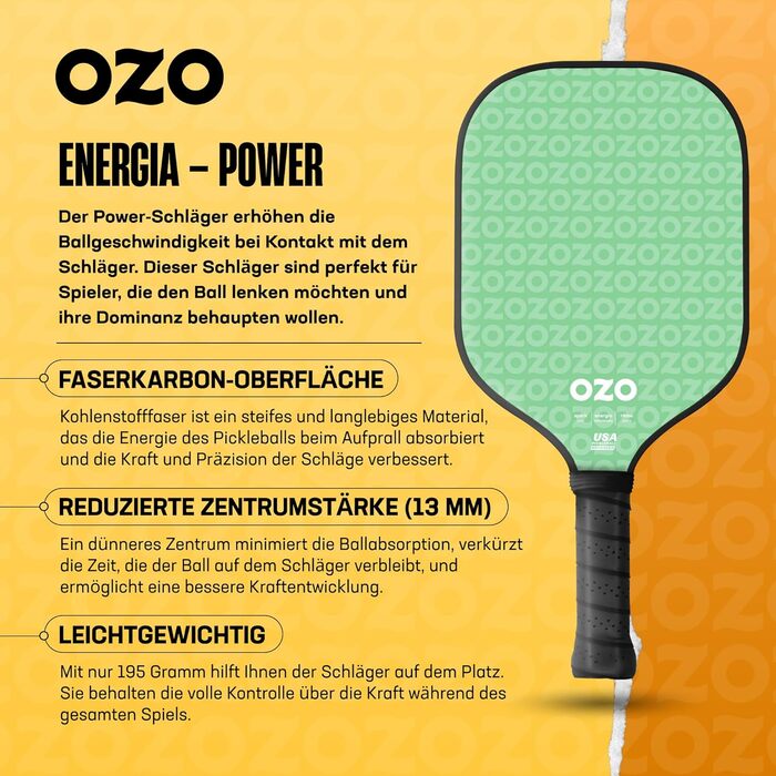 OZO ракетка для піклболу Power для початківців, зелена
