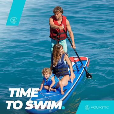Надувна SUP-дошка AQUASTIC Tourer 12'2, 374 см, для 2 осіб, синя, з двома веслами та насосом, міцна еко Dropstitch MSL для водних прогулянок