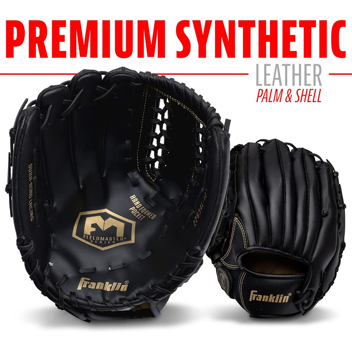 Рукавиця для бейсболу та софтболу Franklin Sports Field Master (ліва рука, 30.5 см) - Чорно-золота