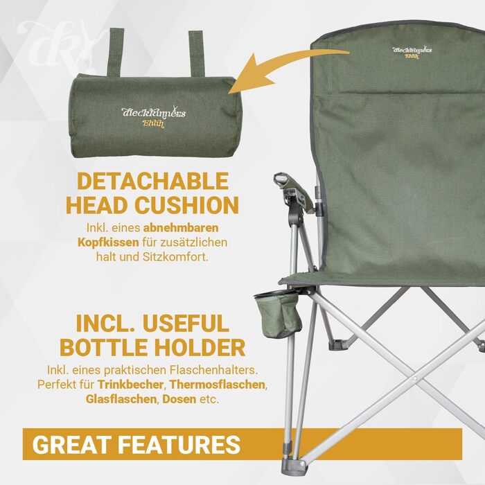 Дитячий складаний стілець Dieckkiners Ehlin для балкону, саду та тераси, сталевий каркас, зелений