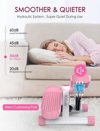 Міні-степер KitGody для тренувань: компактний, з опором, рожевий | Для дому