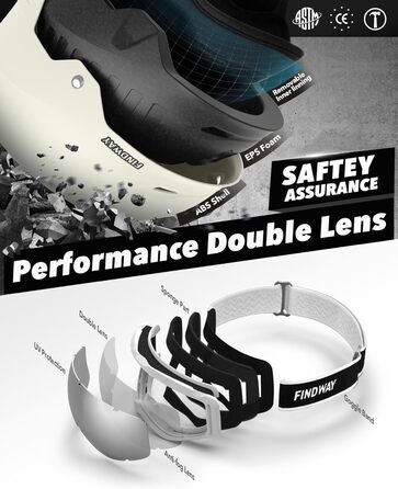 Комплект для сноуборду та лиж Findway: шорти та бриджі для жінок та чоловіків, дорослі та юніори (M, білий)