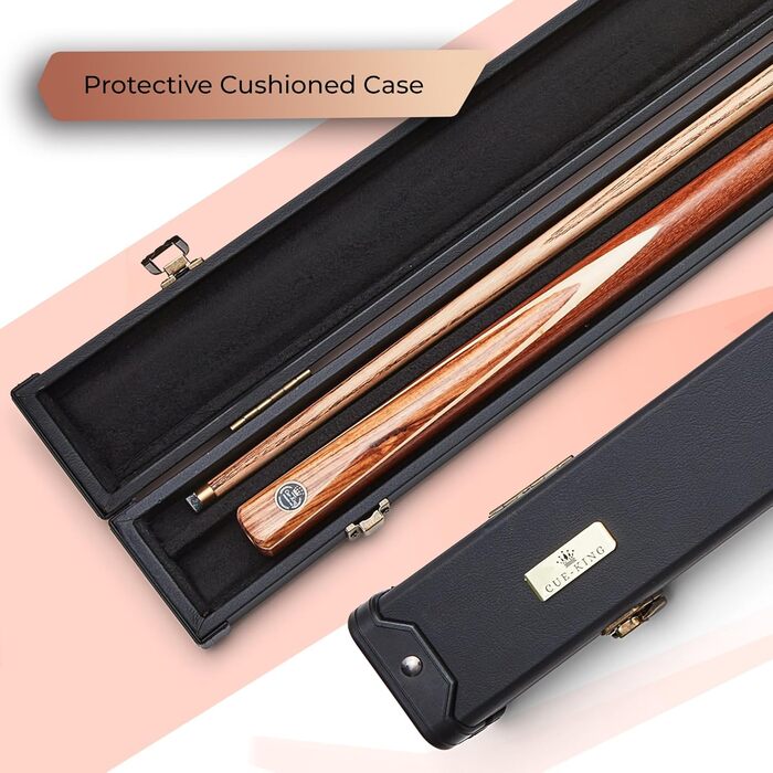 Cue-King Premier 400: Більярдний кий преміум-класу, ручної роботи, 144.8 см, 510 г, 3/4 з чохлом, з деревом Zebra, Hardcase, подовжувач, мікрофібровий рушник для кия, снукерний/пульний кий