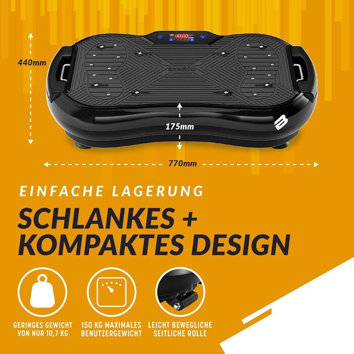 Вібраційна платформа Bluefin Fitness Ultra Slim Plus для нарощування м’язів і тренування всього тіла, з еспандерами, тиха, компактна, для домашніх тренувань