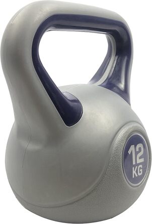 Гиря для фітнесу 12 кг, пластикова, Kettlebell, чорна