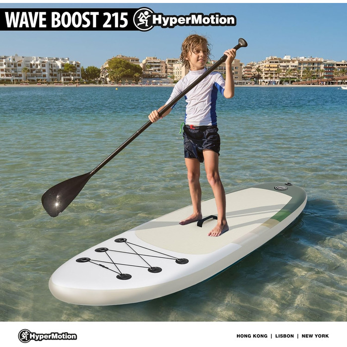 SUP дошка надувна для дітей HyperMotion 15 см, з веслом, помпою, рюкзаком, до 130 кг, зелена