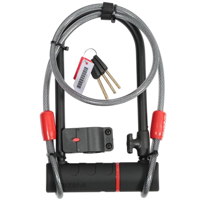 Замок Zefal K-Traz U17 для велосипеда, електровелосипеда, скутера, мотоцикла: сталевий бугель, кабель 120 см, чорний