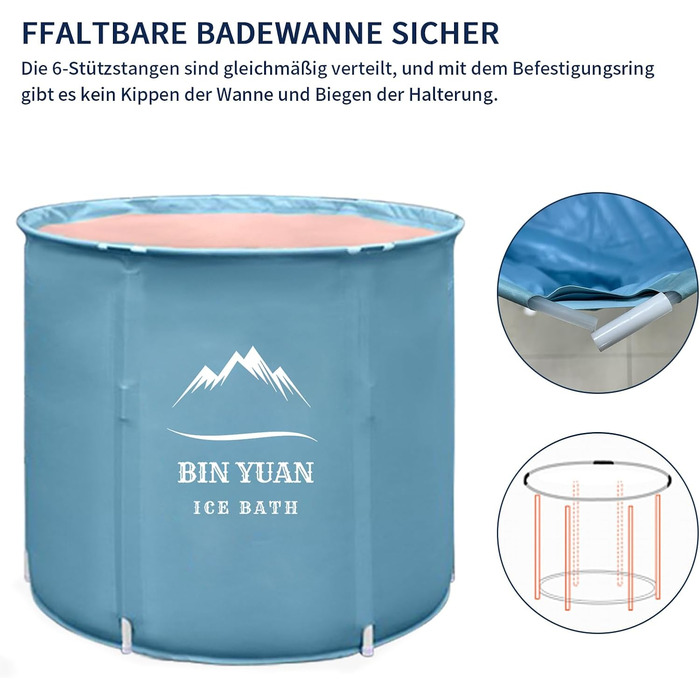 Тонна для криотерапії B&Y з кришкою для дорослих, стабільна, для спорту та відпочинку на відкритому повітрі