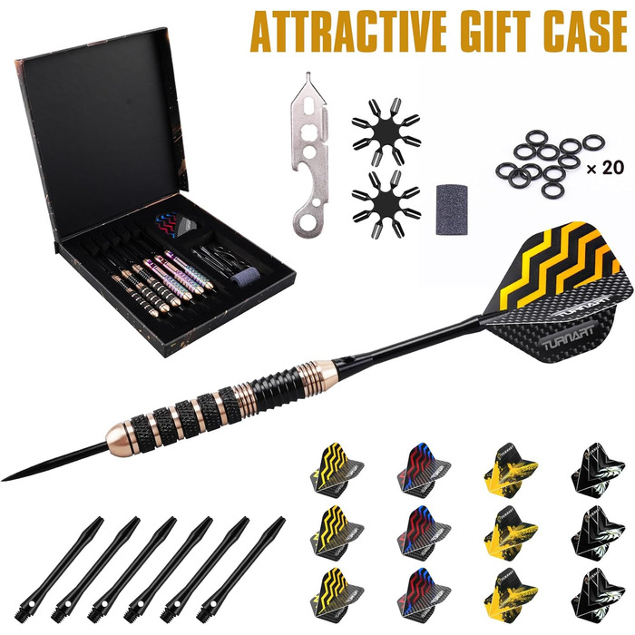 Дарти Turnart Metallspitze - Професійний набір дротиків 6 шт (22/24 г) з латунними корпусами та сталевими наконечниками