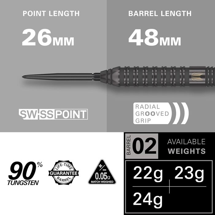 Дротики Target Darts Bolide Void 90% вольфрам, сталевий наконечник, набір для дартсу Swiss Point