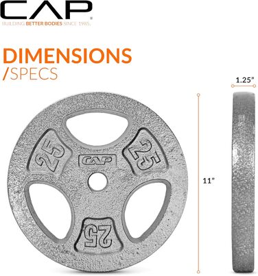 Стандартні диски для штанги CAP Barbell, 2,5 см, 11,3 кг, сірі, 2 шт.