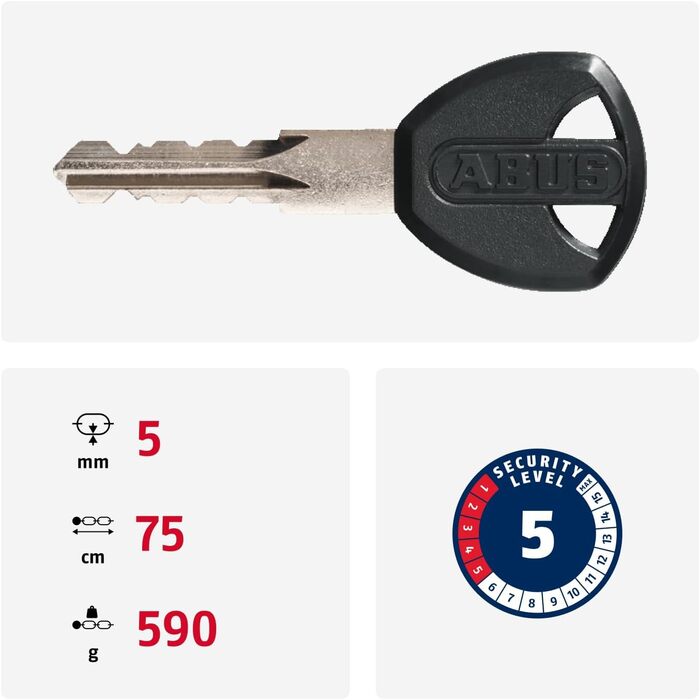 Замок ланцюговий ABUS Steel-O-Chain 5805K для велосипеда, сталевий, рівень безпеки 5, 75 см, синій