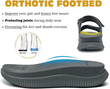 Спортивні сандалі KuaiLu жіночі з м'якою устілкою, ортопедичні для підтримки підошви, літні відкриті босоніжки для активного відпочинку та прогулянок (Сірі, 39 EU)