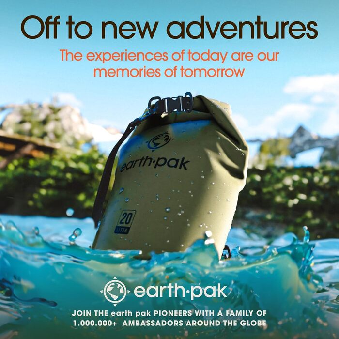 Earth Pak Packsack водонепроникний з плечовим ременем та водонепроникним чохлом для телефону – ідеальний рюкзак-ролтоп для каякінгу, хайкінгу, кемпінгу, риболовлі, катання на човні та рафтингу (Waldgrün, камуфляж, 20L)