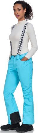 Штани для сноуборду та гірськолижного спорту ALSOGO: водонепроникні, вітронепроникні, з підтяжками, для жінок, зимові, знімні підтяжки, снігозахисний клапан, теплі, для активного відпочинку, синього кольору