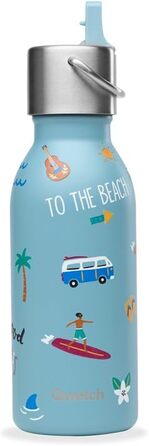 Дитяча термобутилка QWETCH з нержавіючої сталі 350 мл, Honolulu Blue, ізоляційна, тримає напої холодними до 24 годин і теплими до 12 годин, герметична, без BPA, для школи, спорту та подорожей