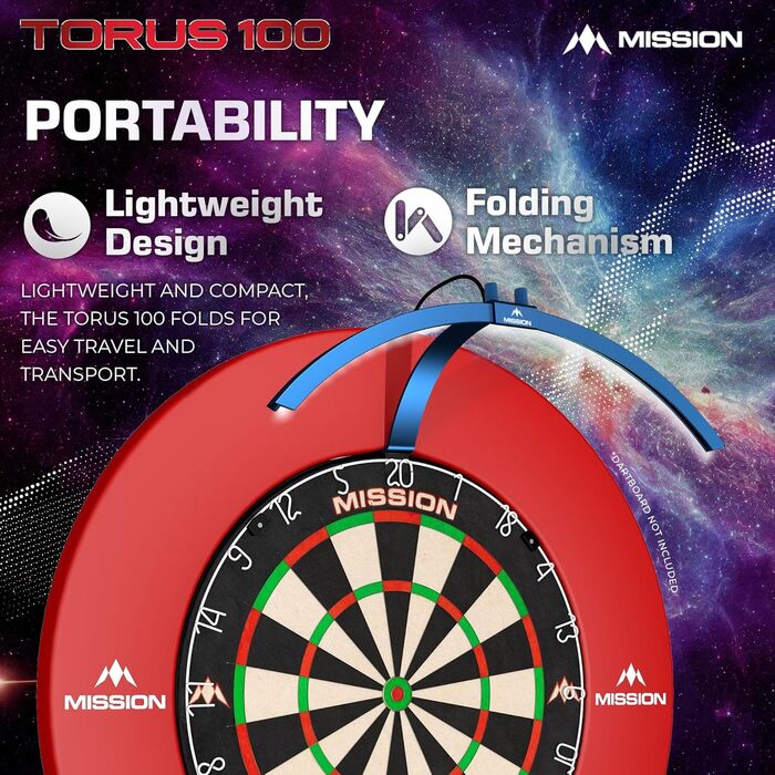 LED освітлення для дартс Mission Darts TOR100 Torus 100, портативна складна система підсвітки для дартсу, для подорожей