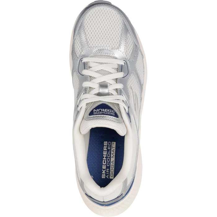 Кросівки Skechers Go Run Consistent 2.0 Volt для жінок (38 EU, срібляна шкіра, темно-синя окантовка)