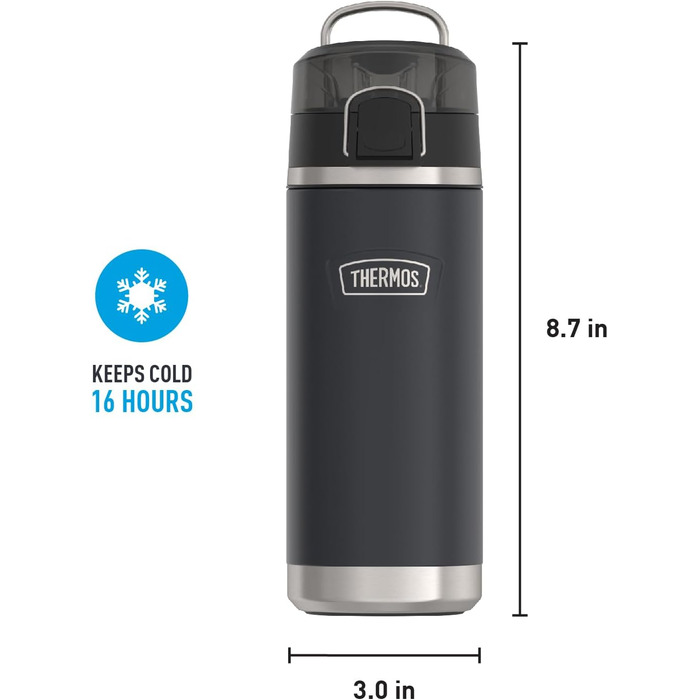 Термосова пляшка для води THERMOS ICON 530 мл, граніт, нержавіюча сталь, вакуумна ізоляція, з кришкою та носиком