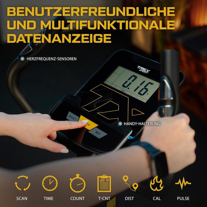 Велотренажер TREX SPORT TX-550MB HYPER, домашній, магнітний, 16 рівнів, пульсометр, 120 кг