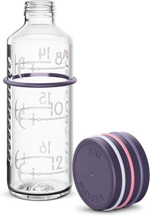 Мотиваційна пляшка для води 600 мл NAVIGATOR, з часом, для газованої води, BPA Free, лілова, ударостійка, герметична