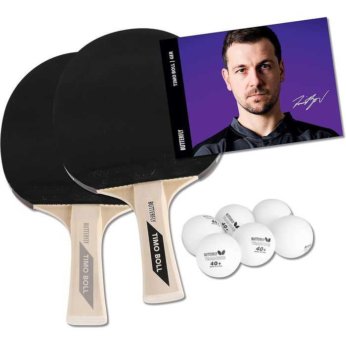 Набір для настільного тенісу Butterfly 85106 Timo Boll, стандартний ракетка і м'ячі