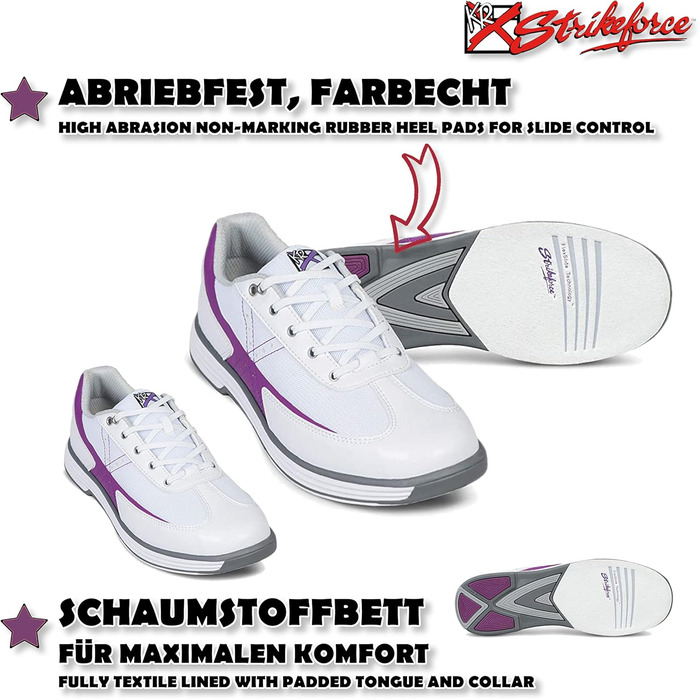 Жіночі кеди для боулінгу EMAX KR Strikeforce Flex білі/фіолетові, 36-41 (EU)