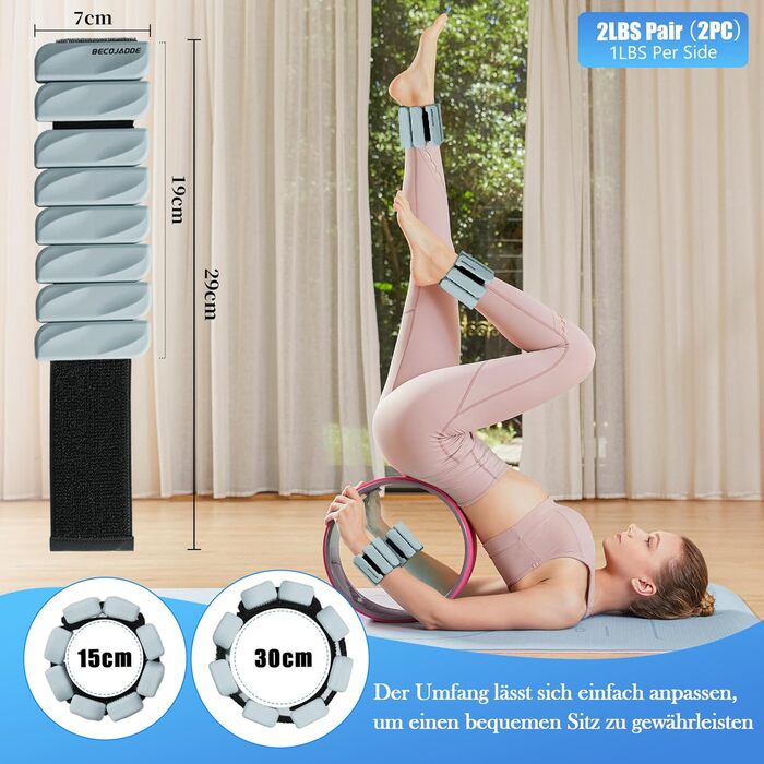 Гантелі на ногу/зап'ястя BECOJADDE 0.45/0.9 кг (набір 2 шт.) для кардіо, силових тренувань та фітнесу