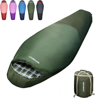 Сплячий мішок WKFAMOUT Mumienschlafsack для кемпінгу та подорожей, -12°C - 0°C, фліс, 3-4 сезони, дорослий/дитячий, 500GSM