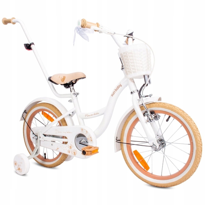 Дитячий велосипед SUN BABY Flower Bike 16 дюймів для дівчинки, біло-бежевий