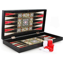 Набір настільної гри Semus Backgammon Tavla XXL з інтарсіями та перламутром, ручне полірування, преміум-якість