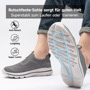 Чоловічі Slip-on кросівки з сітчастою тканиною, дихаючі, зручні кросівки для бігу, активного відпочинку, фітнесу та спорту, легкі, сірі, 44 EU