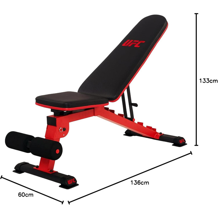 Складана багатофункціональна атлетична лава UFC FID з опорою для ніг, регульована, витримує до 363 кг