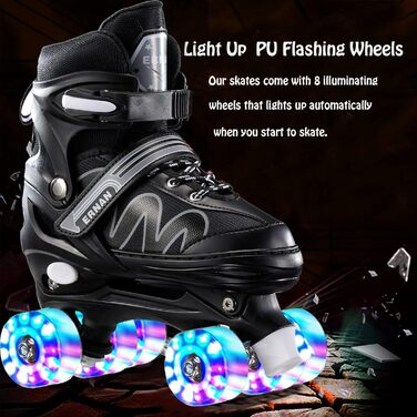 Дитячі ролики-інлайнери Flash: ролики для початківців, 4 колеса, регульовані, чорні (EU 34-38)