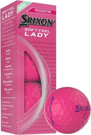 Гольф м'яч Srixon Soft Feel Lady 8 & 9 для жінок | Низька компресія, простий старт, ультра-м'яка текстура | Ідеальний для помірних замахів та високої точності | Білий (Soft Feel Lady_9, PASSION PINK)