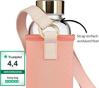 Скляна пляшка Botty Bag 550 мл з неопреновим чохлом, герметична, для гарячих і холодних напоїв, коралова
