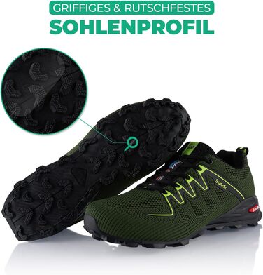 Трекінгові черевики для жінок та чоловіків, дихаючі, для трекінгу та трейлраннінгу (46 EU, темно-зелений)