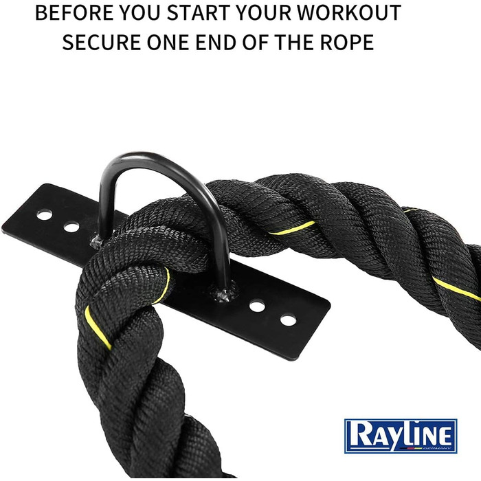 Тренувальний канат Rayline Battle Rope 15 м для фітнесу, бодібілдингу, аеробіки, кросфіту, силових тренувань