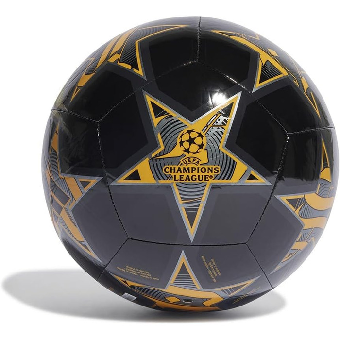 Футбольний м'яч adidas UCL Rm CLB, машинне зшивання, розмір 5, чорний/жовтий/карбон