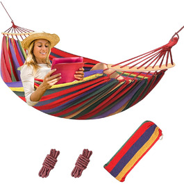 Гамак для відпочинку AKOFIC Outdoor з бавовни, 190 x 150 см, для кемпінгу та відпочинку на природі, до 150 кг, з сумкою