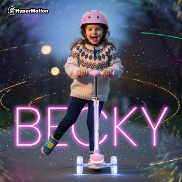Самокат дитячий HyperMotion Willy складаний, регульований кермо, гумові колеса, до 40 кг, чорний/рожевий (BECKY)