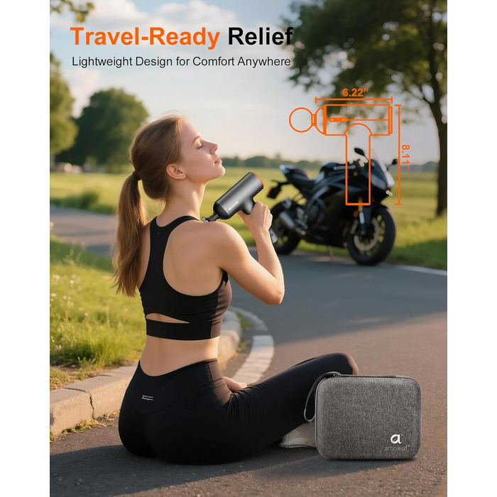 Масажер для м'язів Arboleaf з підігрівом та LED-дисплеєм, 6 насадок, 5 рівнів інтенсивності та 3 режими підігріву