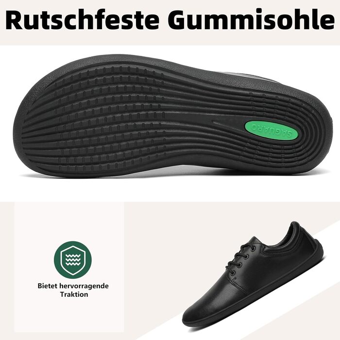 Чоловічі тапочки-балетки Saguaro Noble II - легкі, з широкою переднячкою та Zero-Drop підошвою, розмір 36-48 (Чорний, 47 EU Weit)