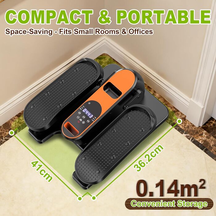 Електричний еліптичний тренажер для дому під стіл з пультом дистанційного керування, дисплеєм, 12 швидкостей, тихий та портативний степер для літніх людей, підлітків та дорослих.