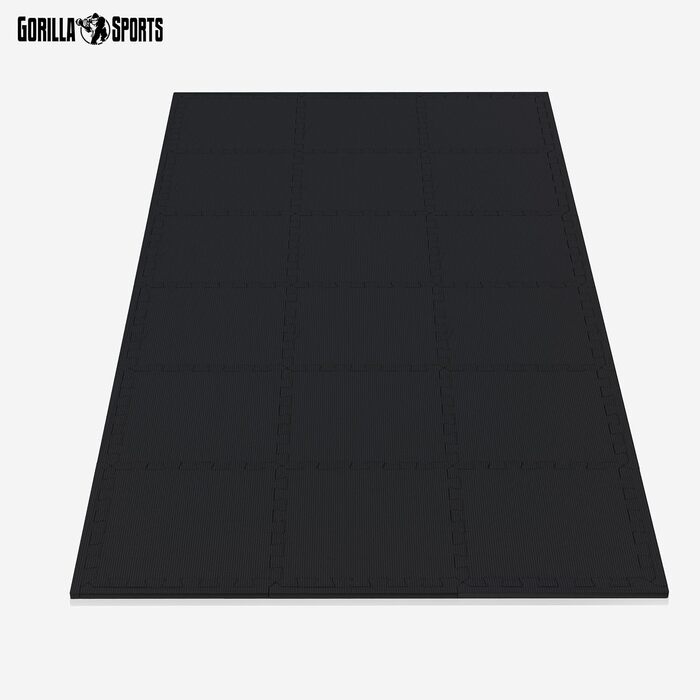 GORILLA SPORTS Захисний килимок для підлоги, набір 18 шт., 30x30 см, EVA, не ковзає, різні кольори – підлоговий фітнес-килимок, пазлова спортивна мат, підкладка під тренажери