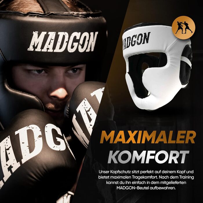 MADGON Преміальний боксерський шолом з захистом обличчя для MMA, боксу, кікбоксингу та спарингу – максимальний захист і огляд