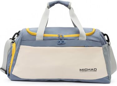 Спортивна сумка для жінок, велика, XL, 52x24x27 см (біла/блакитна)